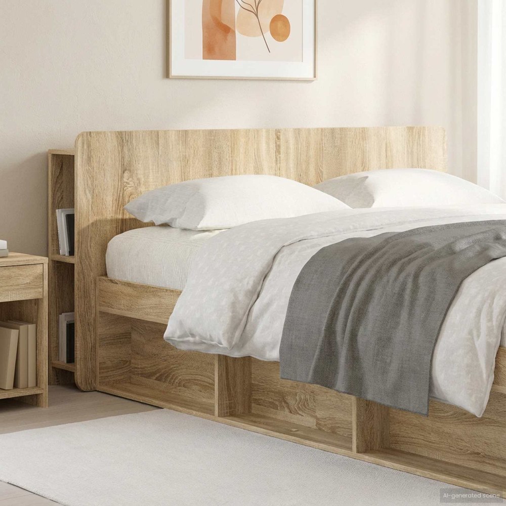 vidaXL Sänggavelsskåp med lagring Sonoma-ek Konstruerat trä