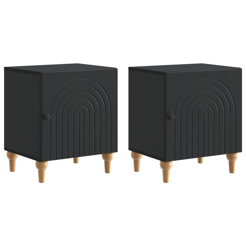 vidaXL Nattduksbord 2 pcs Svart 43 x 34,5 x 50 cm Konstruerat trä