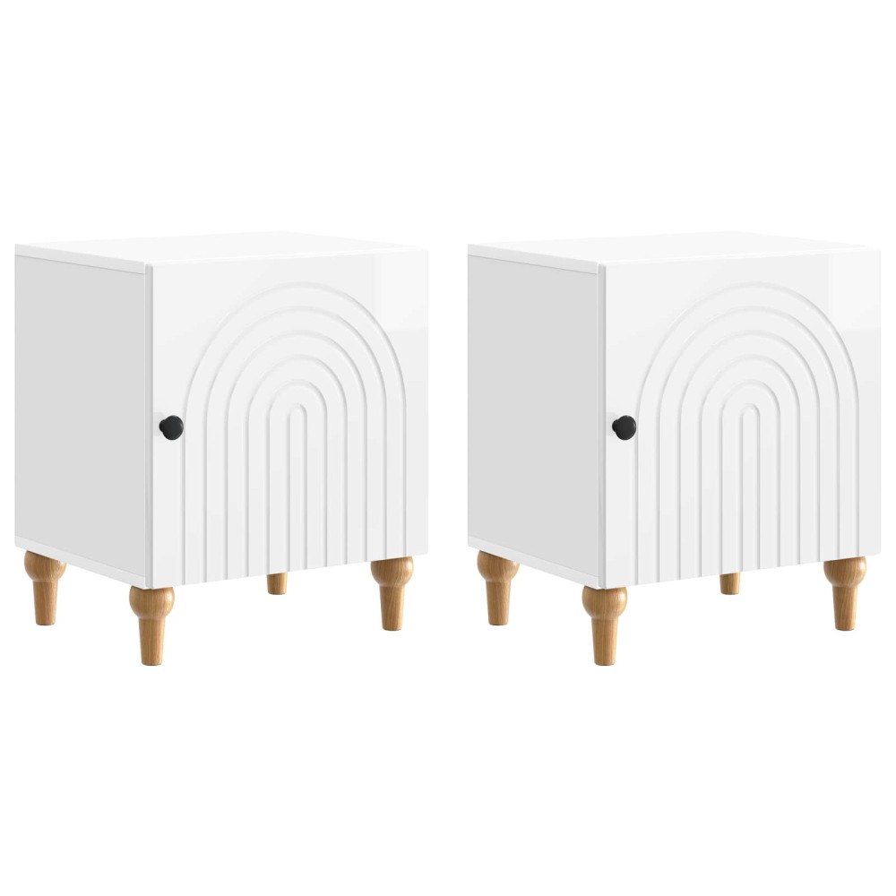 vidaXL Nattduksbord 2 pcs Vit högglans 43 x 34,5 x 50 cm