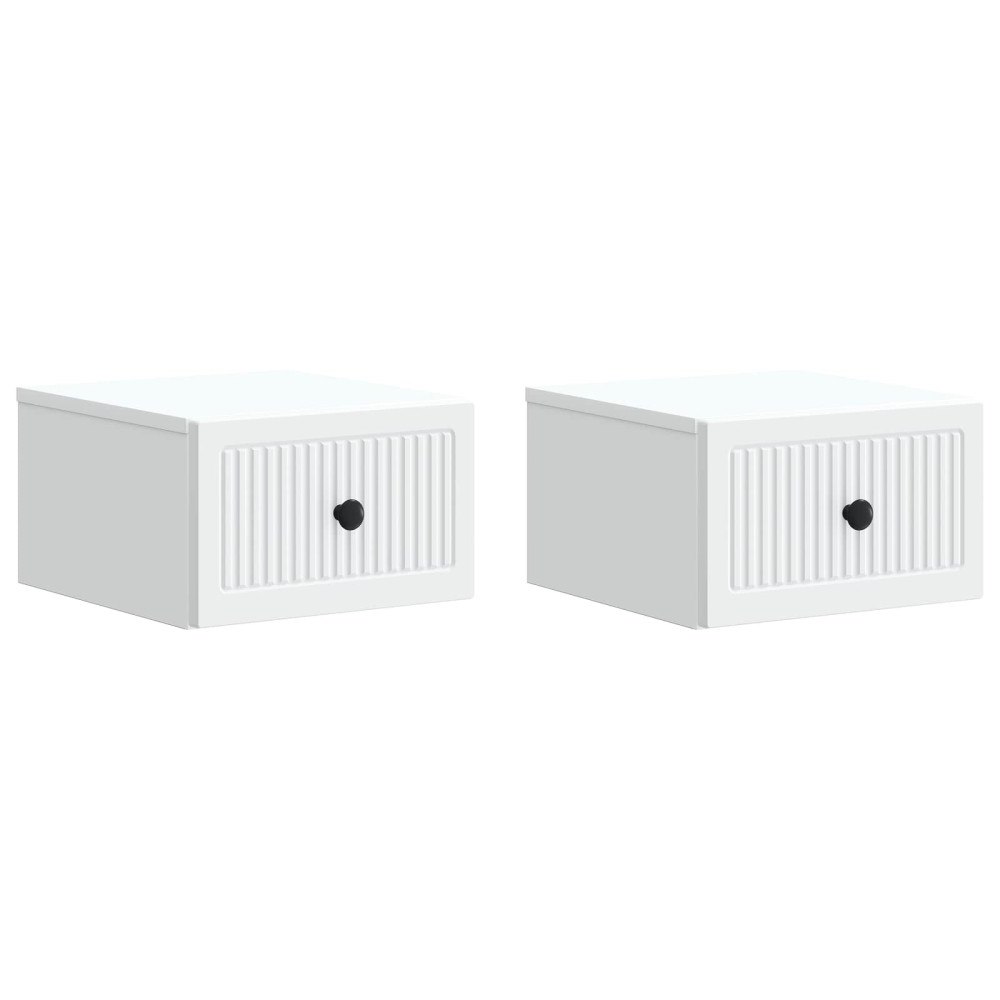 vidaXL Väggmonterat Sängbord med låda 2 pcs Vit 33 x 34,5 x 20 cm