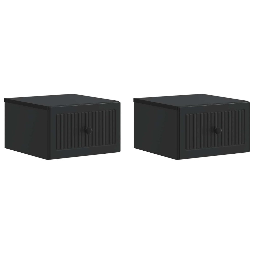 vidaXL Väggmonterat Sängbord med låda 2 pcs Svart 33 x 34,5 x 20 cm