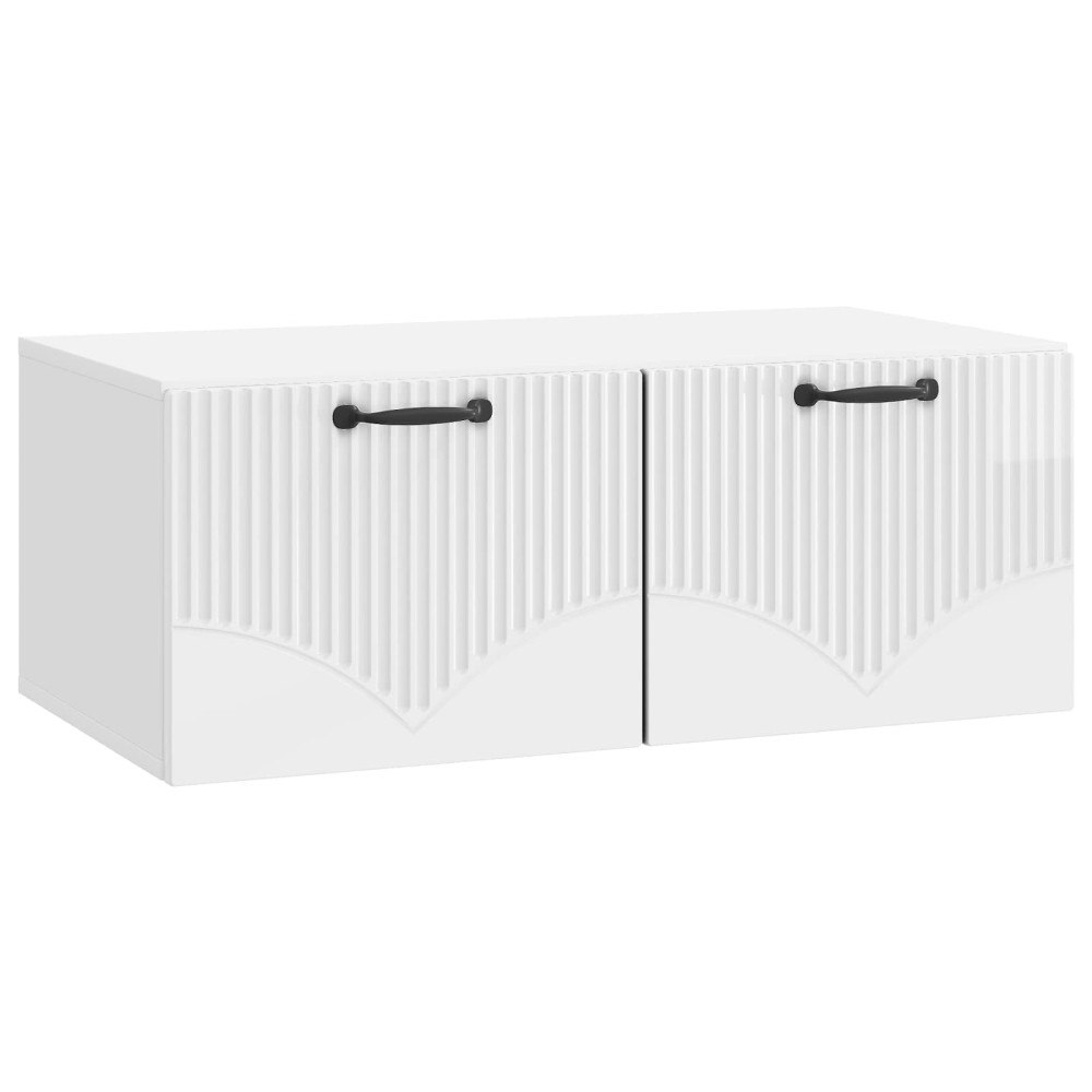 vidaXL Väggmonterad TV-bänk Vit högglans 78,5 x 41 x 30 cm