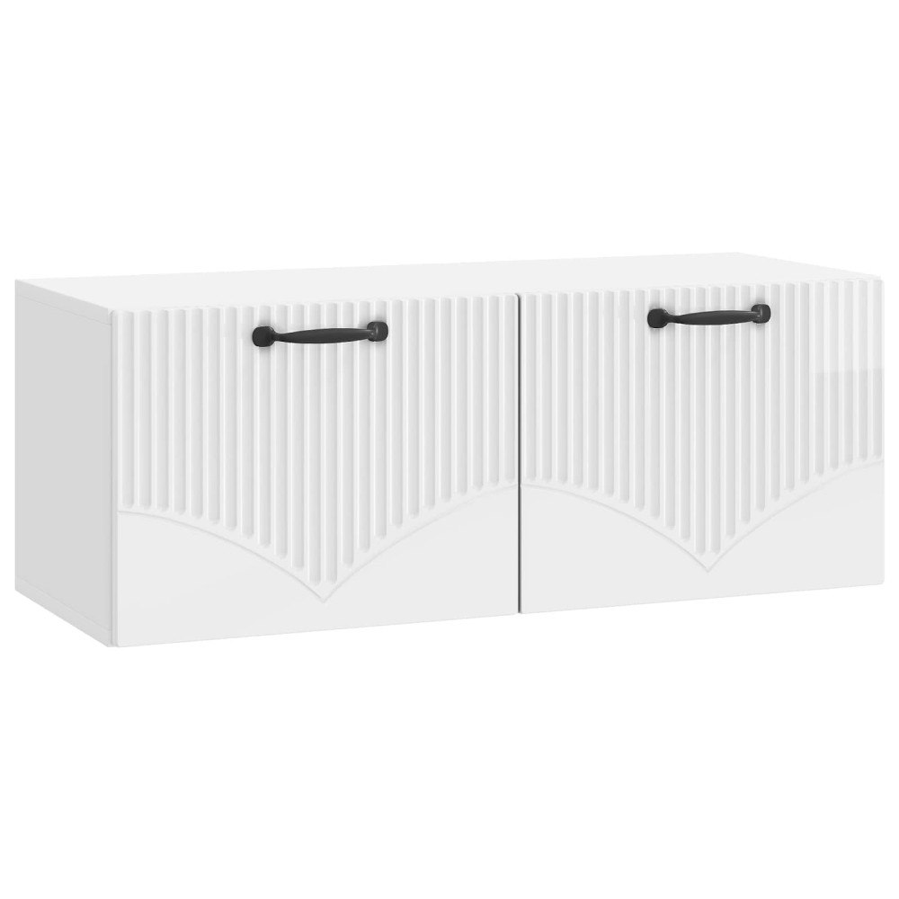 vidaXL Väggmonterad TV-bänk Vit högglans 78,5 x 31 x 30 cm