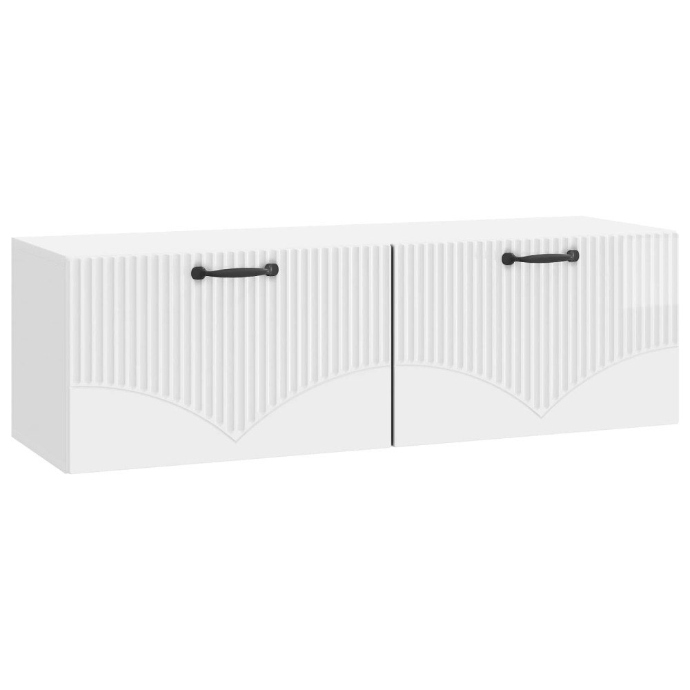 vidaXL Väggmonterad TV-bänk Väggmonterad Vit högglans 98 x 31 x 30 cm