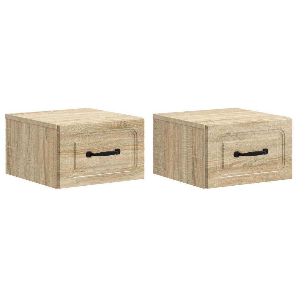 vidaXL Väggmonterat Sängbord 2 pcs Sonoma-ek 34,5 x 33 x 20 cm