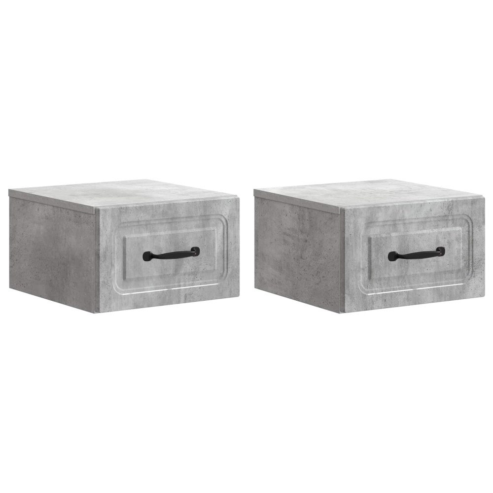 vidaXL Väggmonterat Sängbord 2 pcs Betonggrå 34,5 x 33 x 20 cm