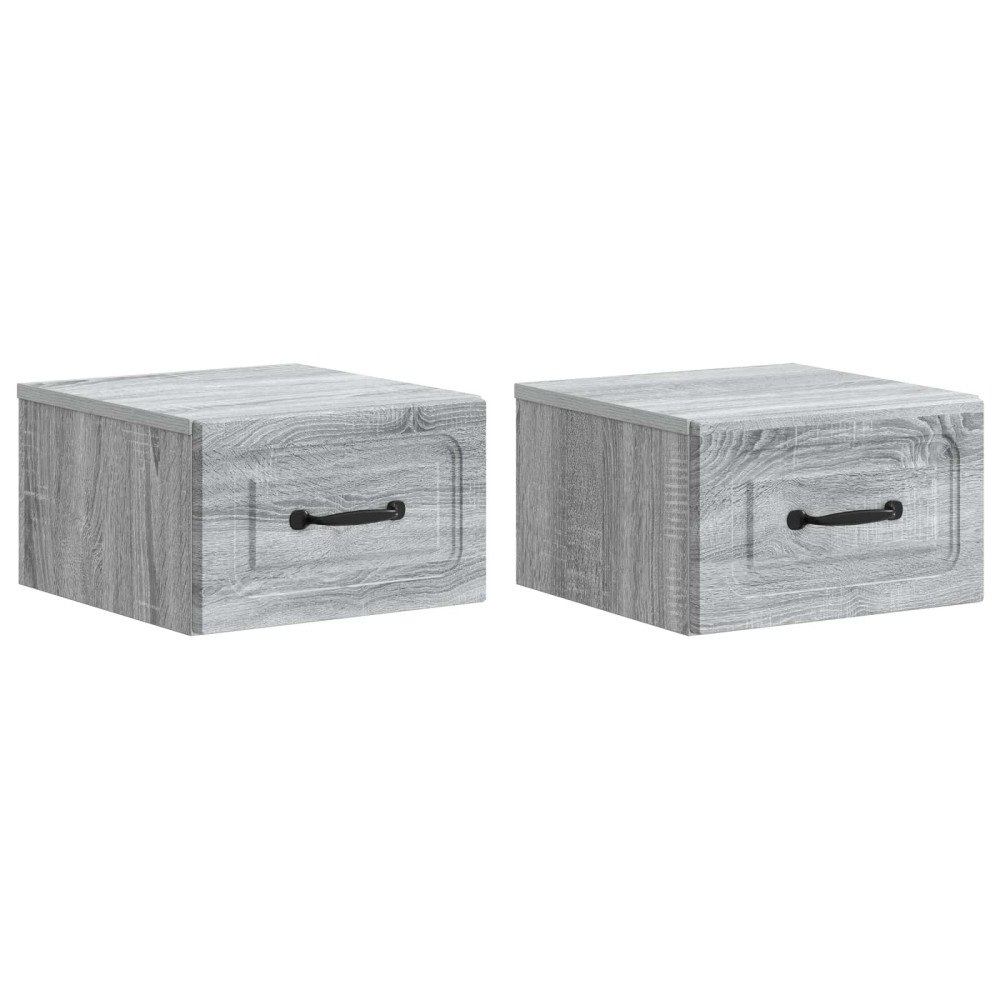 vidaXL Väggmonterat Sängbord 2 pcs Grå sonoma-ek 34,5 x 33 x 20 cm