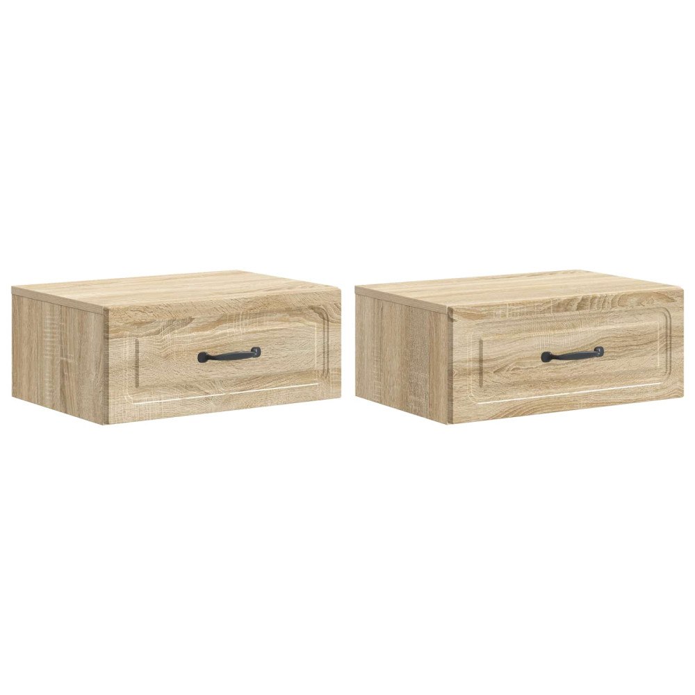 vidaXL Väggmonterat Sängbord 2 pcs Sonoma-ek 49 x 34,5 x 20 cm
