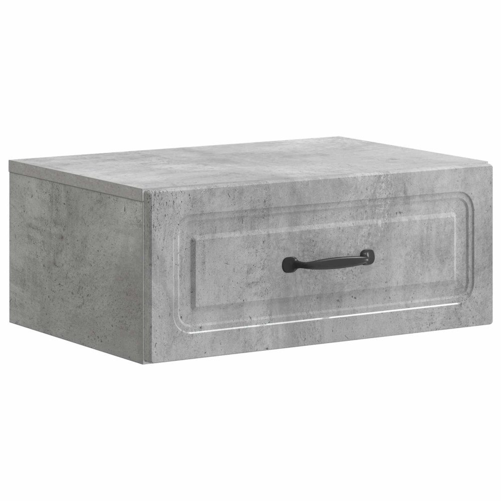 vidaXL Väggmonterat Sängbord med låda Betonggrå 49 x 34,5 x 20 cm