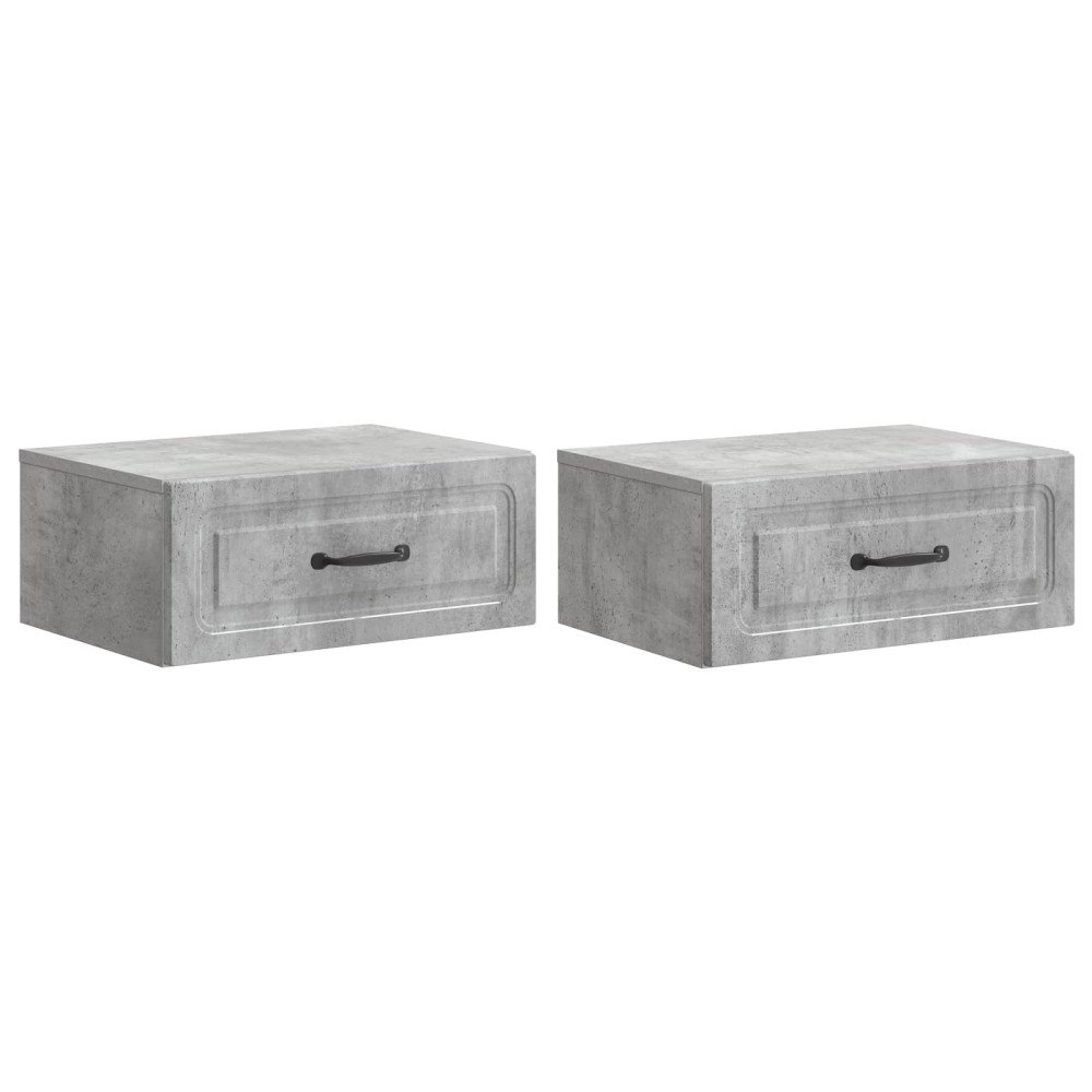 vidaXL Väggmonterat Sängbord 2 pcs Betonggrå 49 x 34,5 x 20 cm