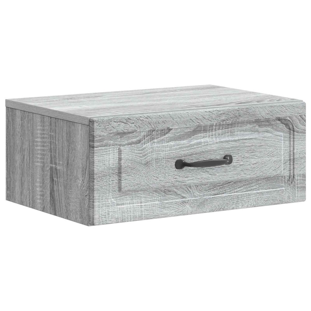 vidaXL Väggmonterat Sängbord med låda Grå sonoma-ek 49 x 34,5 x 20 cm