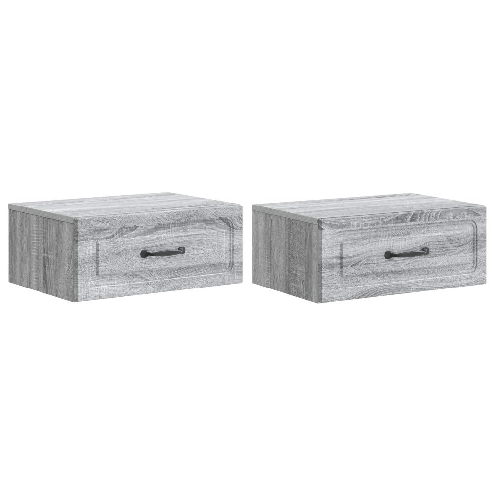 vidaXL Väggmonterat Sängbord 2 pcs Grå sonoma-ek 49 x 34,5 x 20 cm