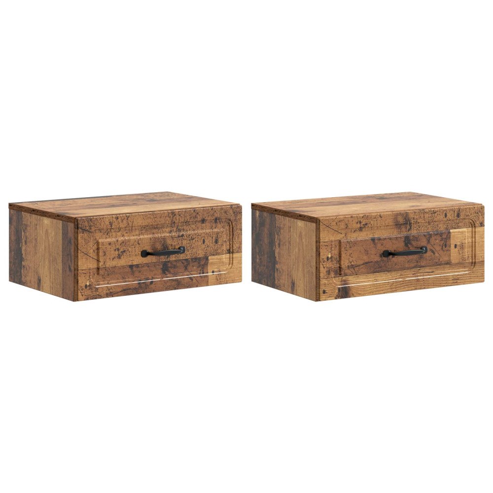 vidaXL Väggmonterat Sängbord 2 pcs Gammalt trä 49 x 34,5 x 20 cm