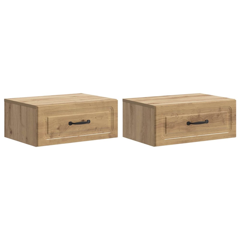 vidaXL Väggmonterat Sängbord 2 pcs Artisan-ek 49 x 34,5 x 20 cm