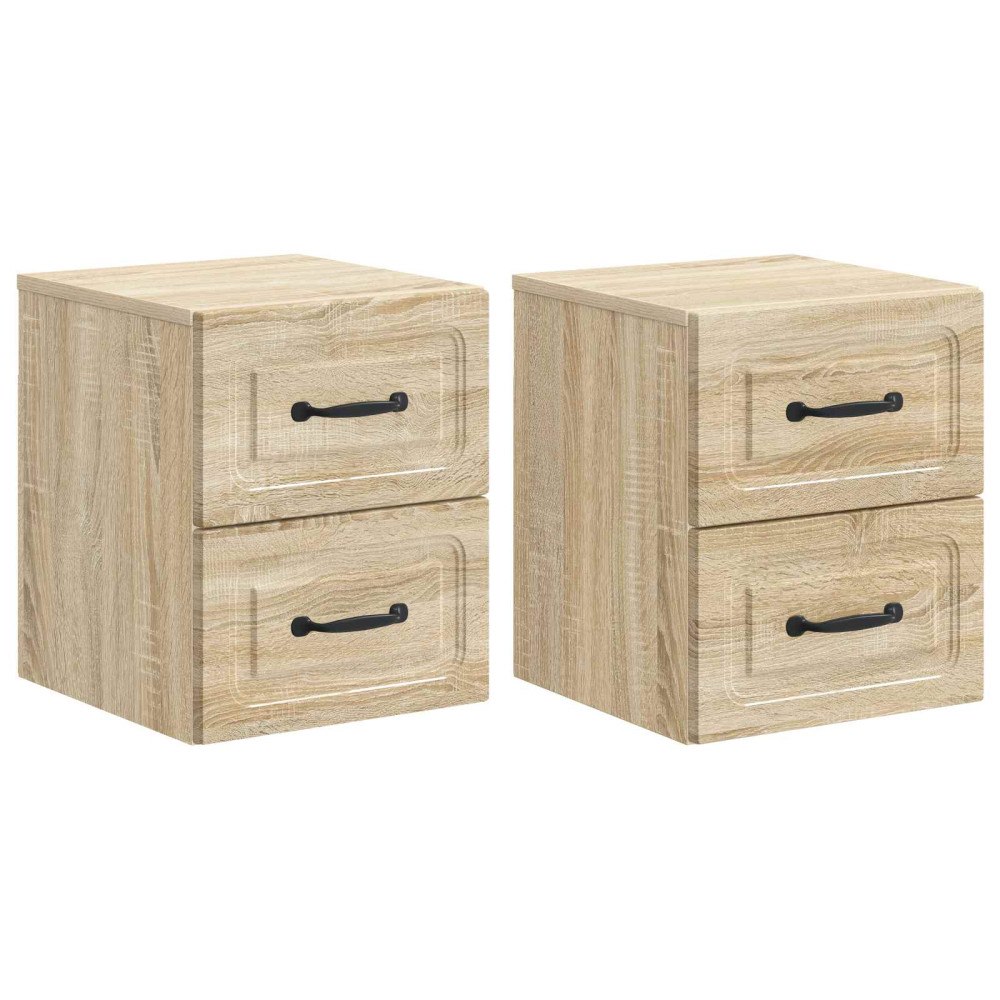 vidaXL Väggmonterat Sängbord 2 pcs Sonoma-ek 34,5 x 33 x 40 cm