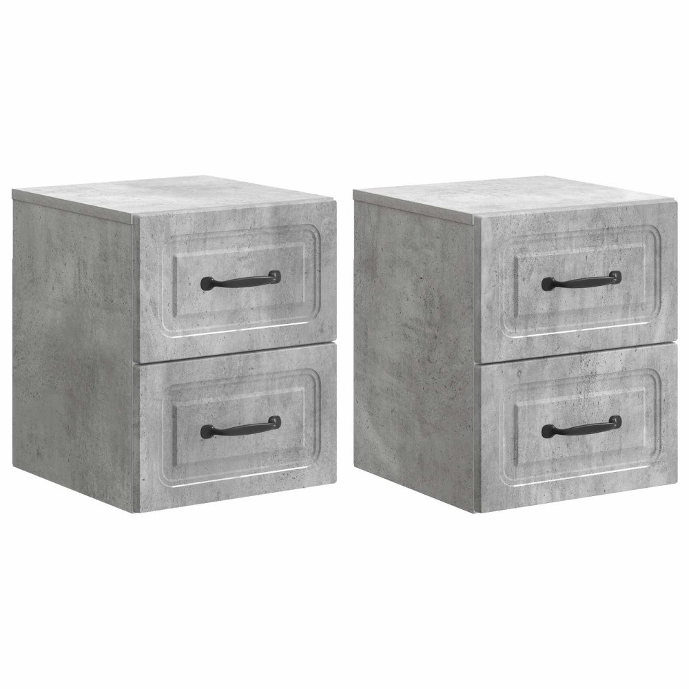 vidaXL Väggmonterat Sängbord 2 pcs Betonggrå 34,5 x 33 x 40 cm