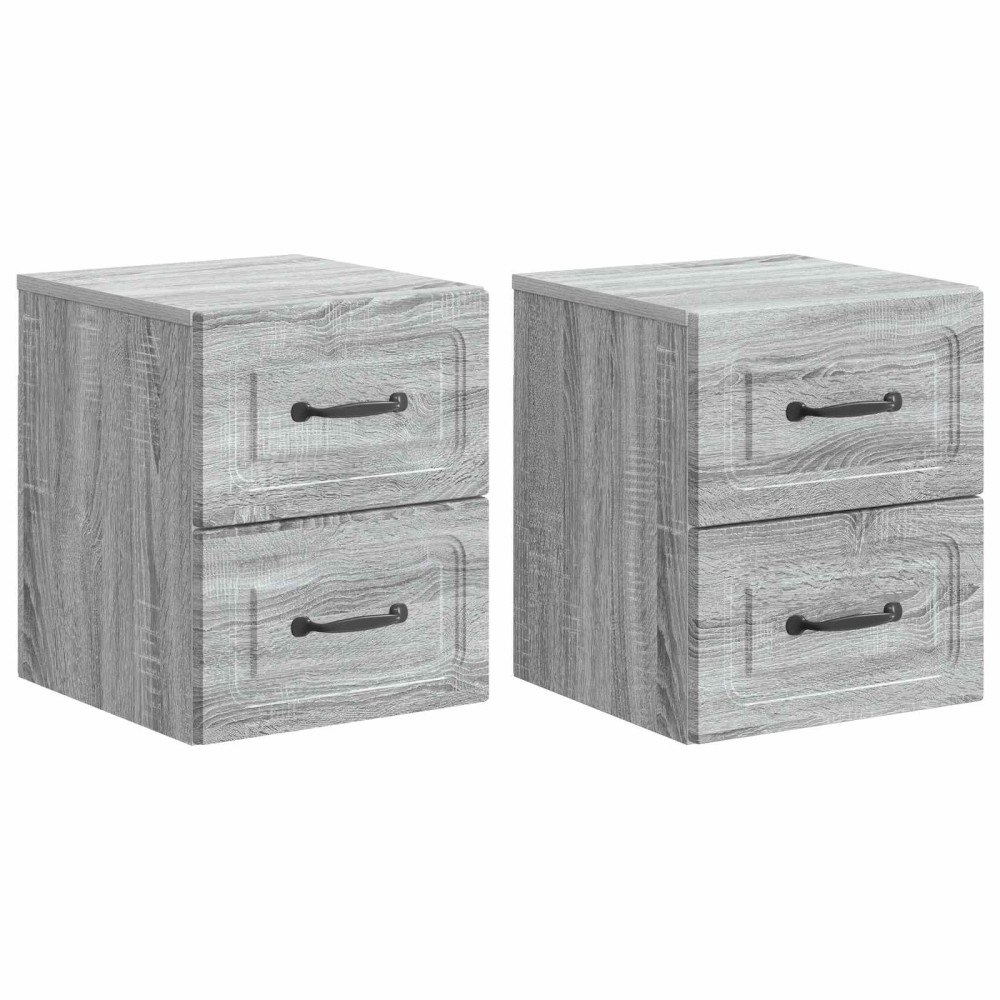 vidaXL Väggmonterat Sängbord 2 pcs Grå sonoma-ek 34,5 x 33 x 40 cm