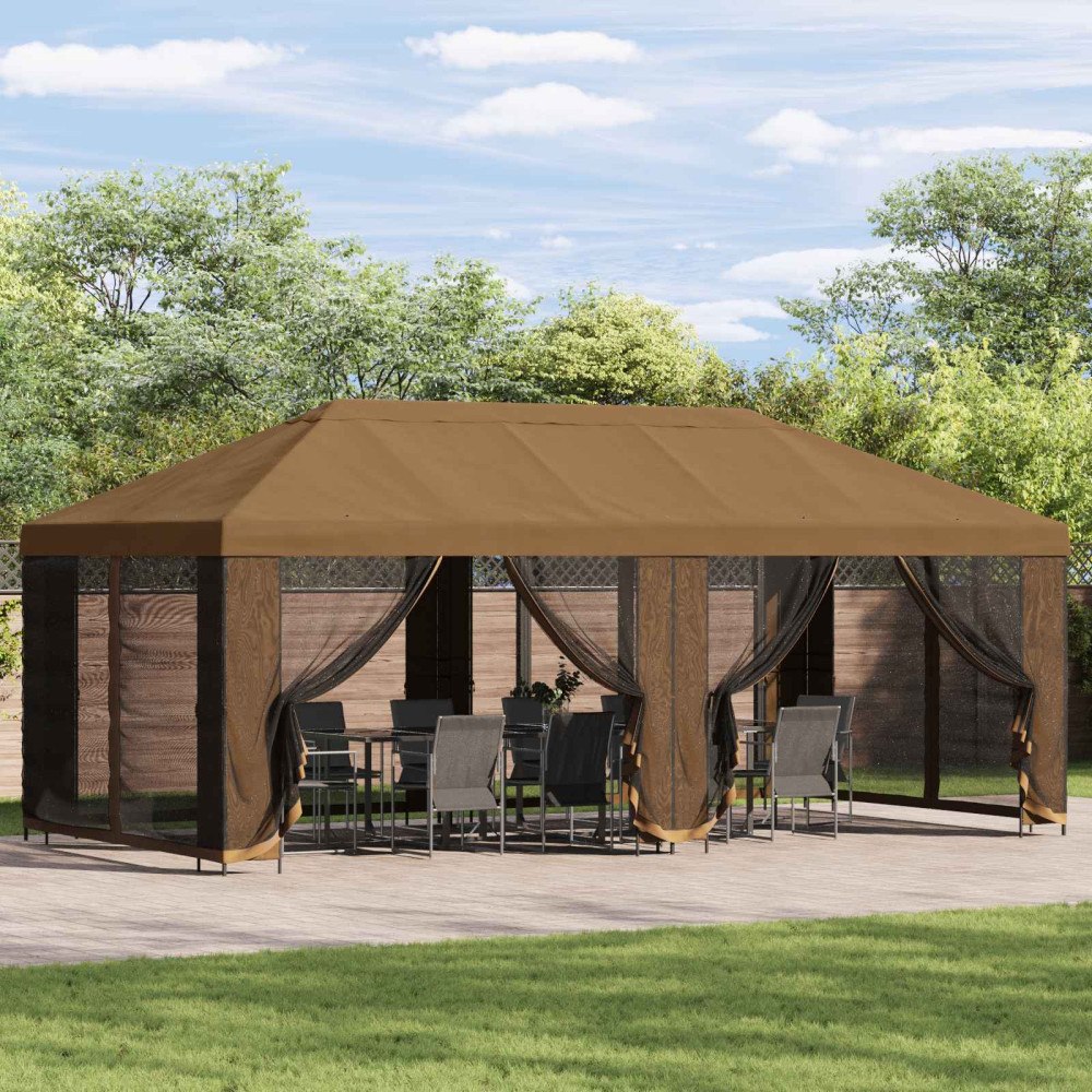 vidaXL Gazebo-tak med sidoväggar Beige 600,5 x 300,5 cm Polyester