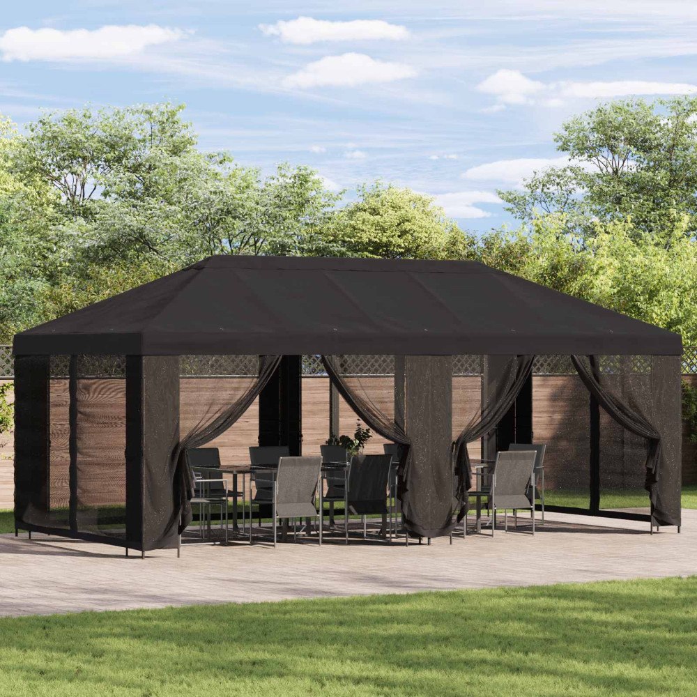 vidaXL Gazebo-tak med sidoväggar Antracit 600,5 x 300,5 cm Polyester