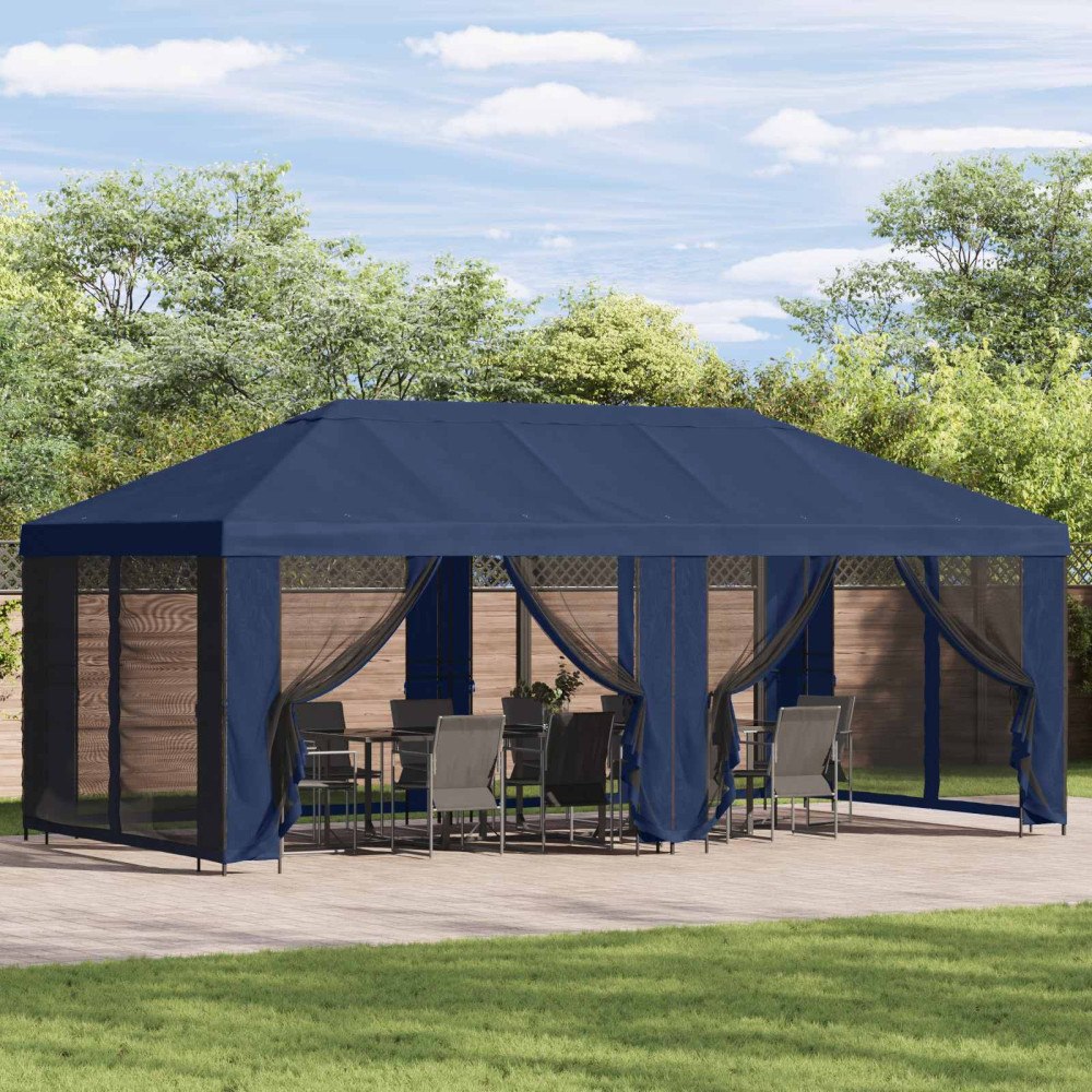 vidaXL Gazebo-tak med sidoväggar Blå 600,5 x 300,5 cm Polyester