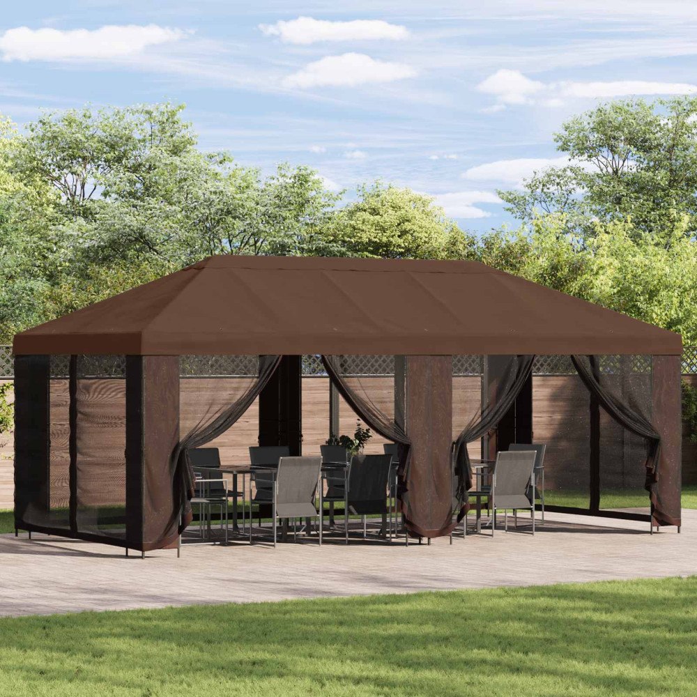 vidaXL Gazebo-tak med sidoväggar Brun 600,5 x 300,5 cm Polyester