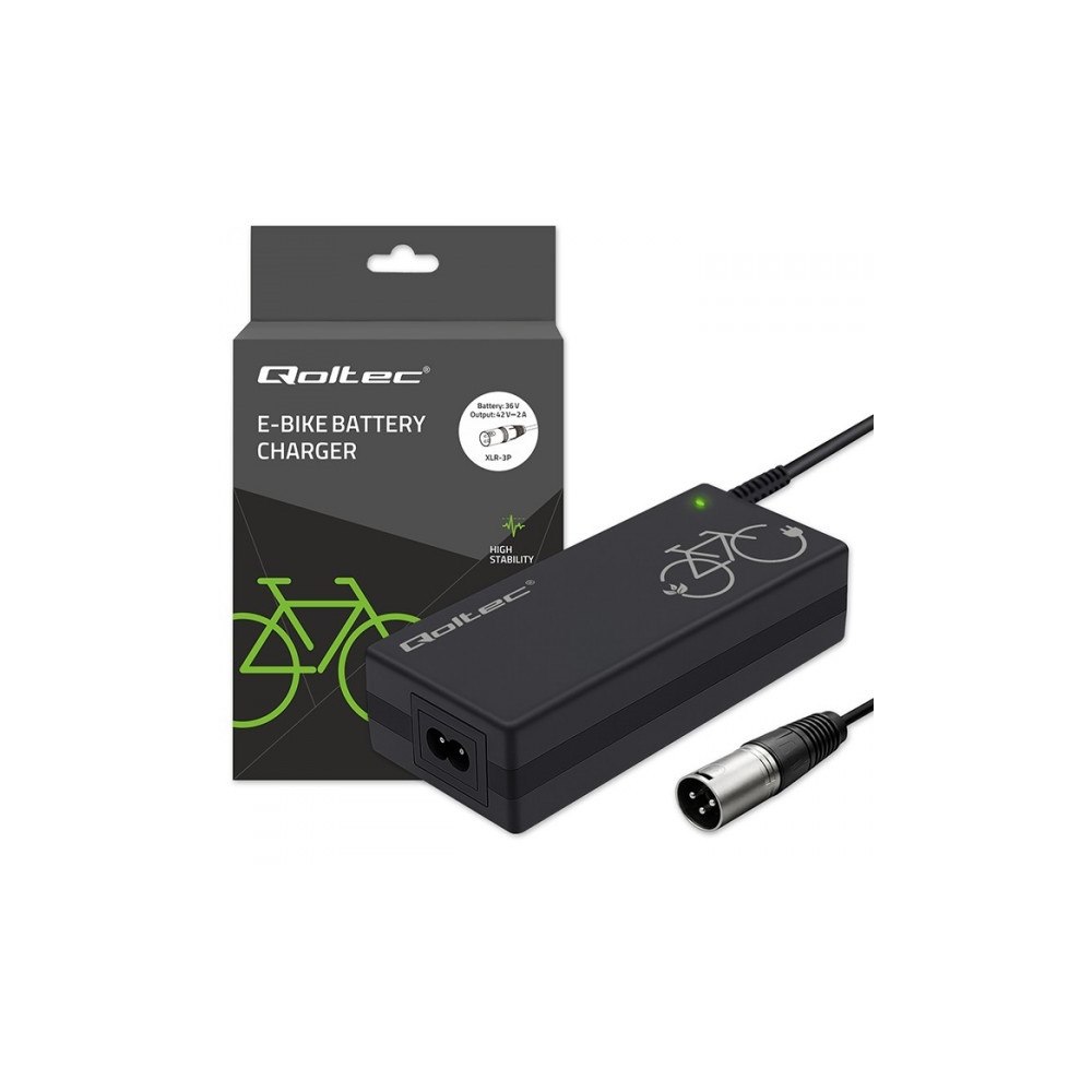 Qoltec Qoltec Laddare för elcykel 36V | 42V | 2A | 3P XLR-18mm + st...
