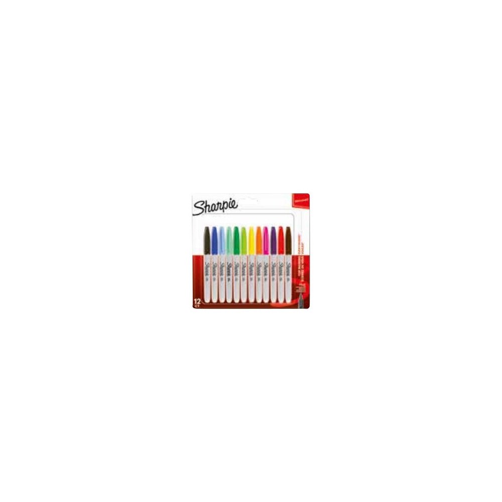 Newell Rubbermaid Permanentpenna Sharpie 1 mm fin, assorterade färger, 12-pack