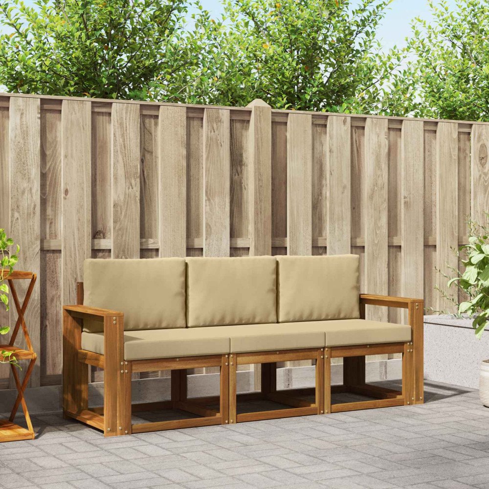 vidaXL Utomhussoffset 3 st Naturlig och Beige