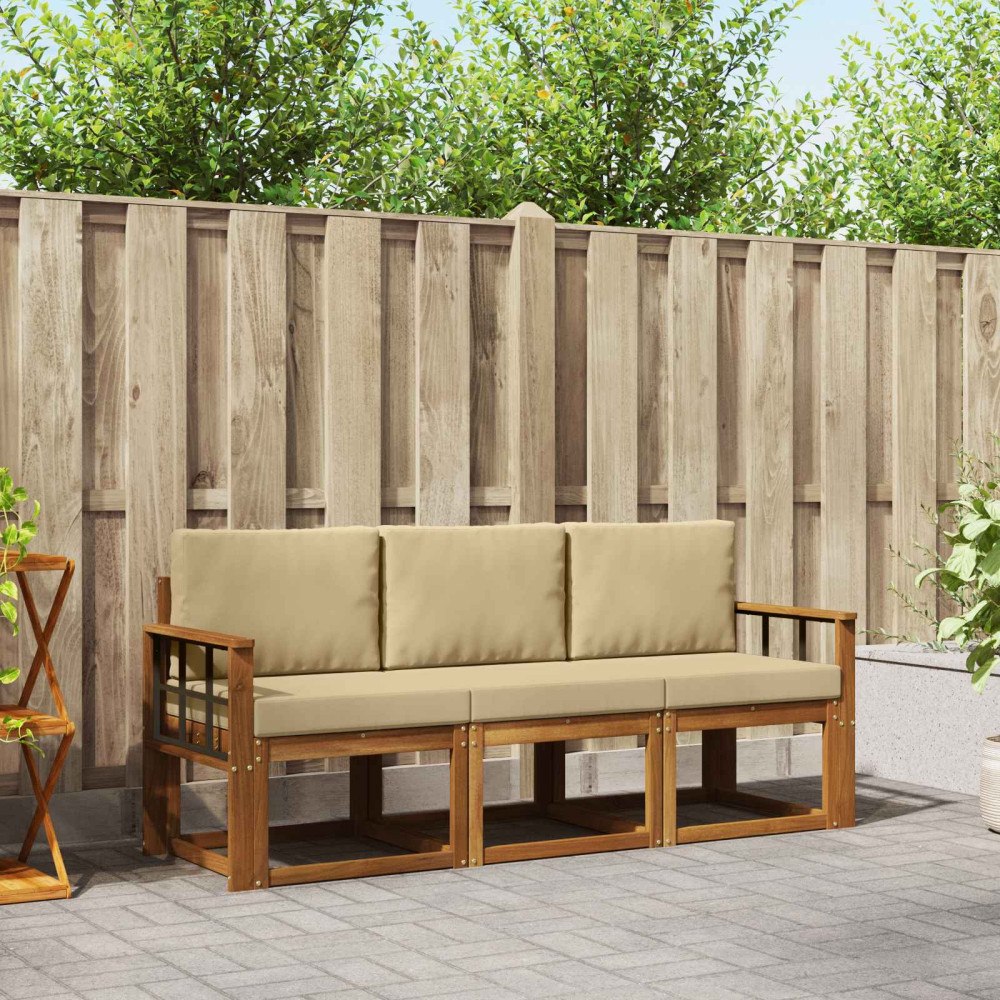 vidaXL Utomhussoffset 3 st Naturlig och Beige