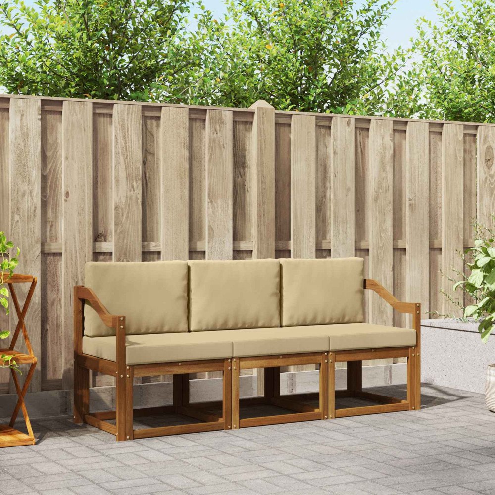 vidaXL Utomhussoffset 3 st Naturlig och Beige