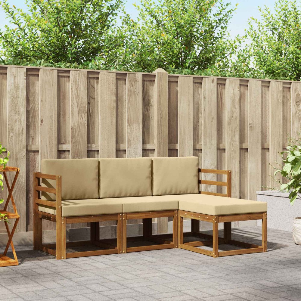 vidaXL Utomhussoffset 4 st Naturlig och Beige