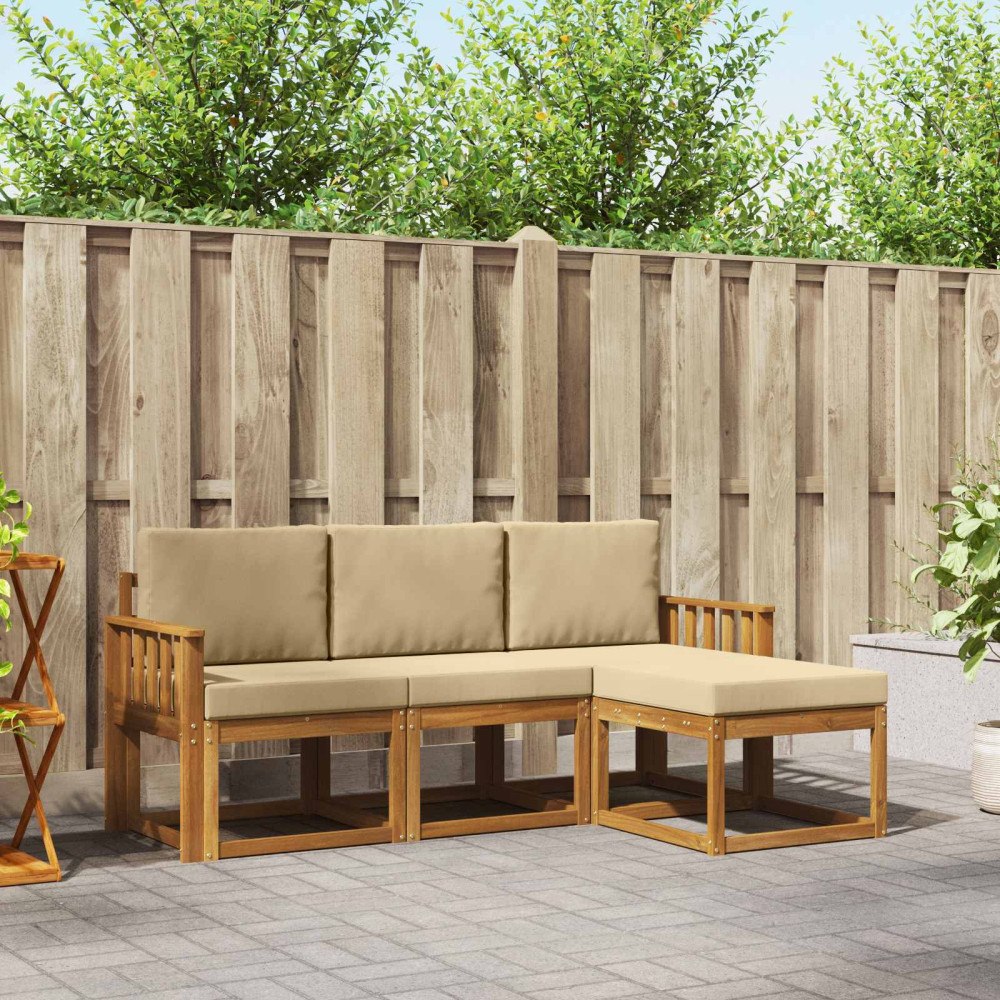 vidaXL Utomhussoffset 4 st Naturlig och Beige
