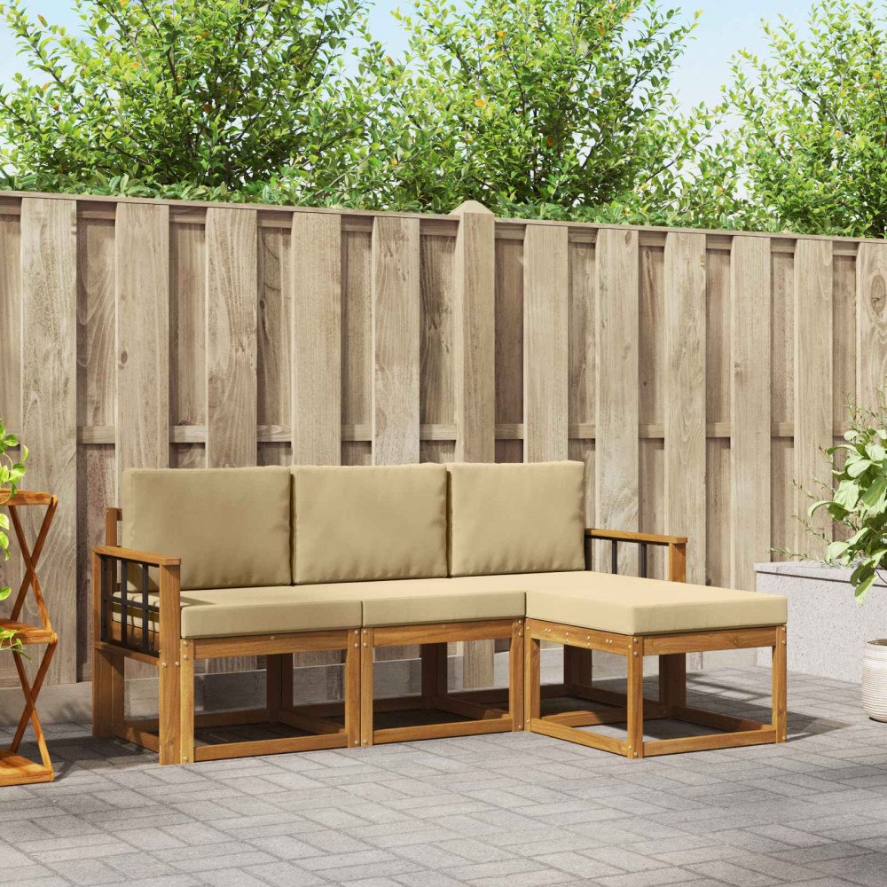 vidaXL Utomhussoffset 4 st Naturlig och Beige