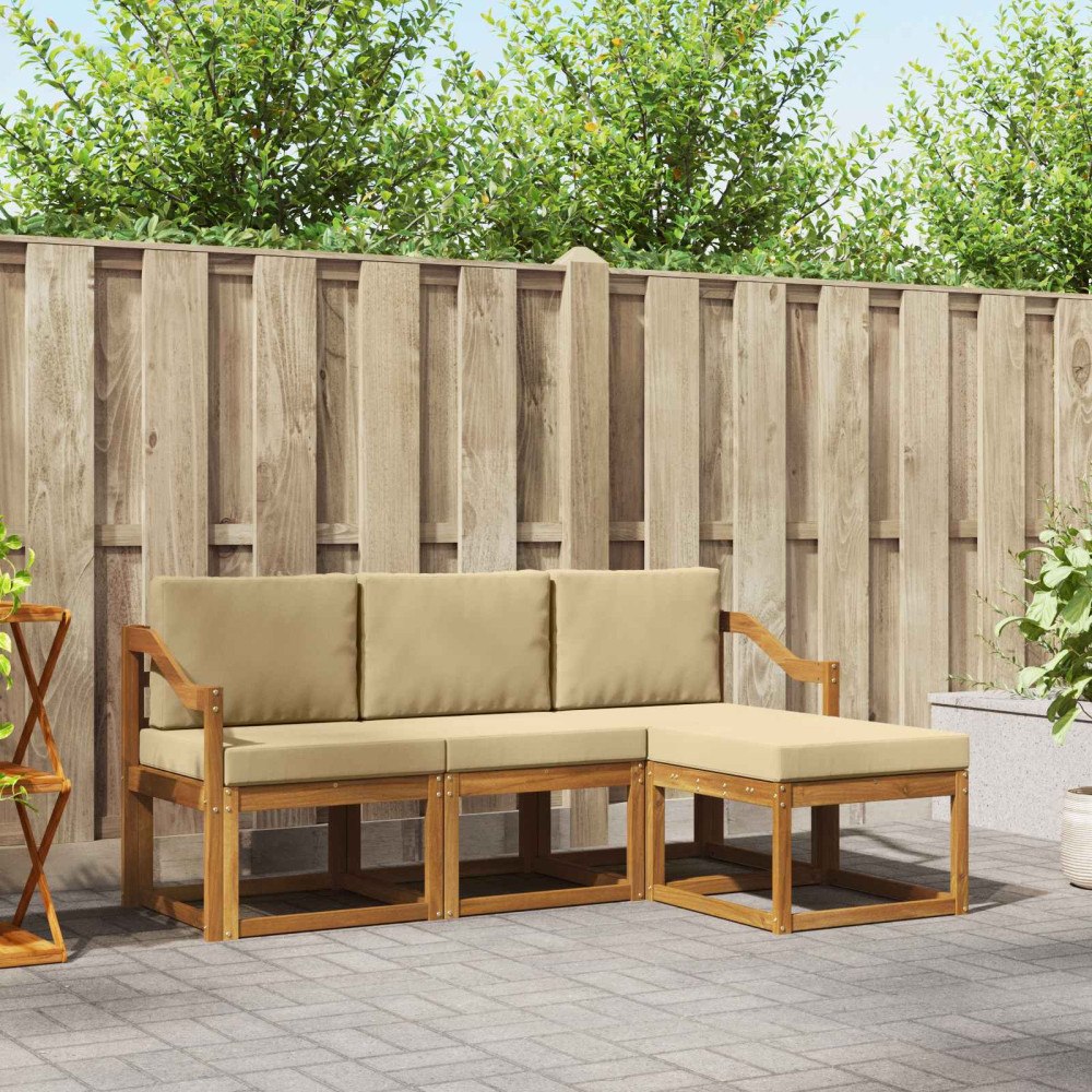 vidaXL Utomhussoffset 4 st Naturlig och Beige