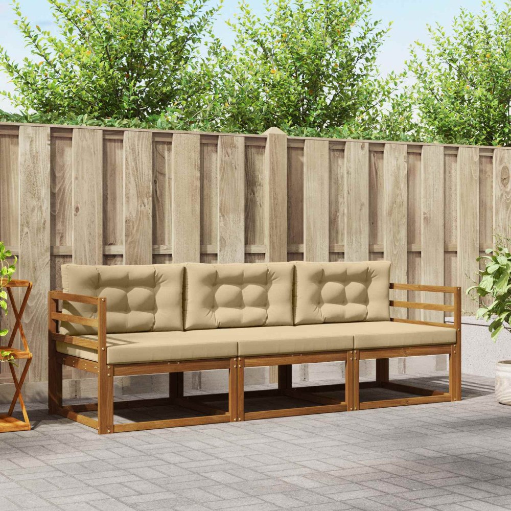 vidaXL Utomhussoffset 3 st Naturlig och Beige