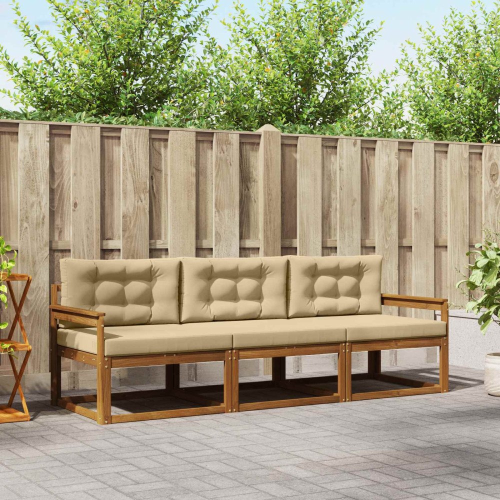 vidaXL Utomhussoffset 3 st Naturlig och Beige