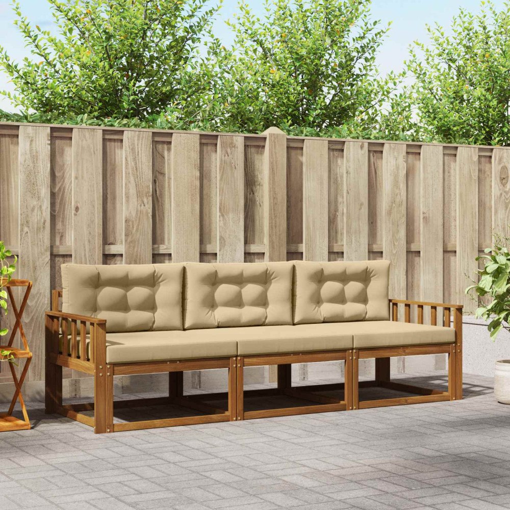 vidaXL Utomhussoffset 3 st Naturlig och Beige