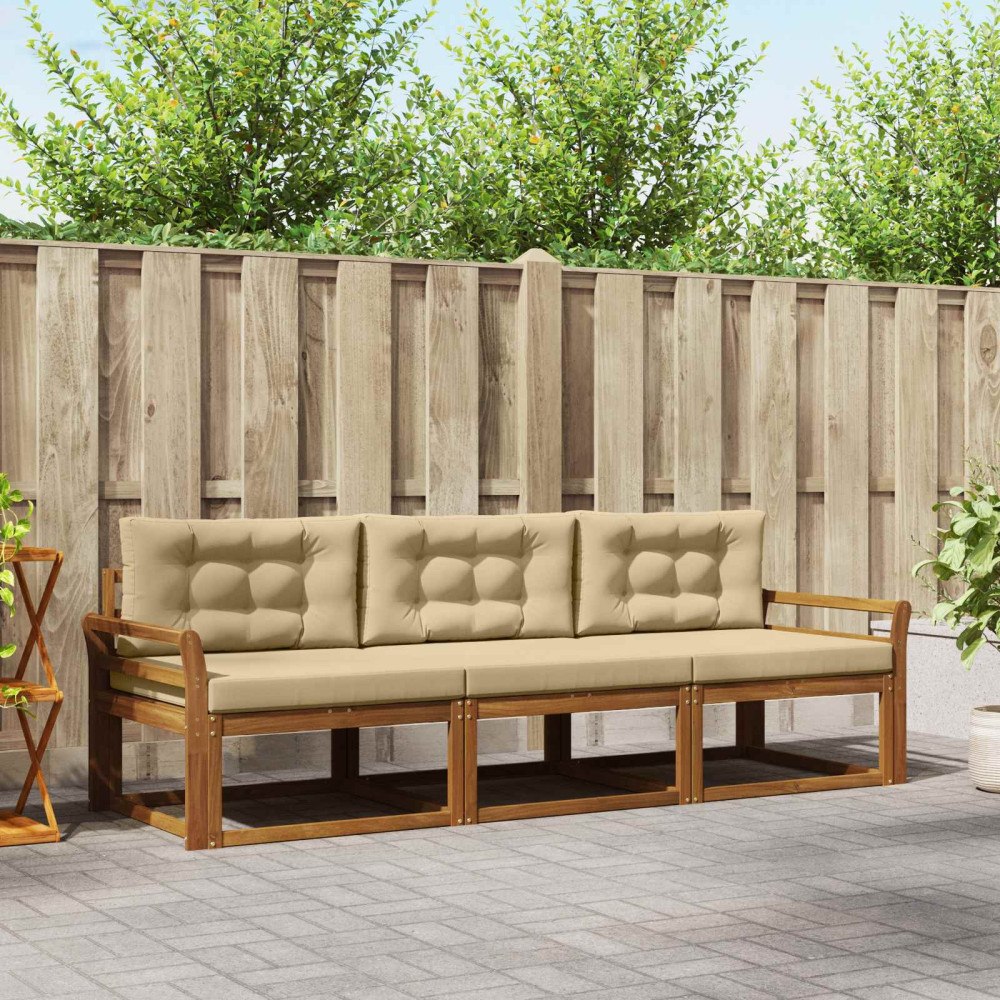vidaXL Utomhussoffset 3 st Naturlig och Beige