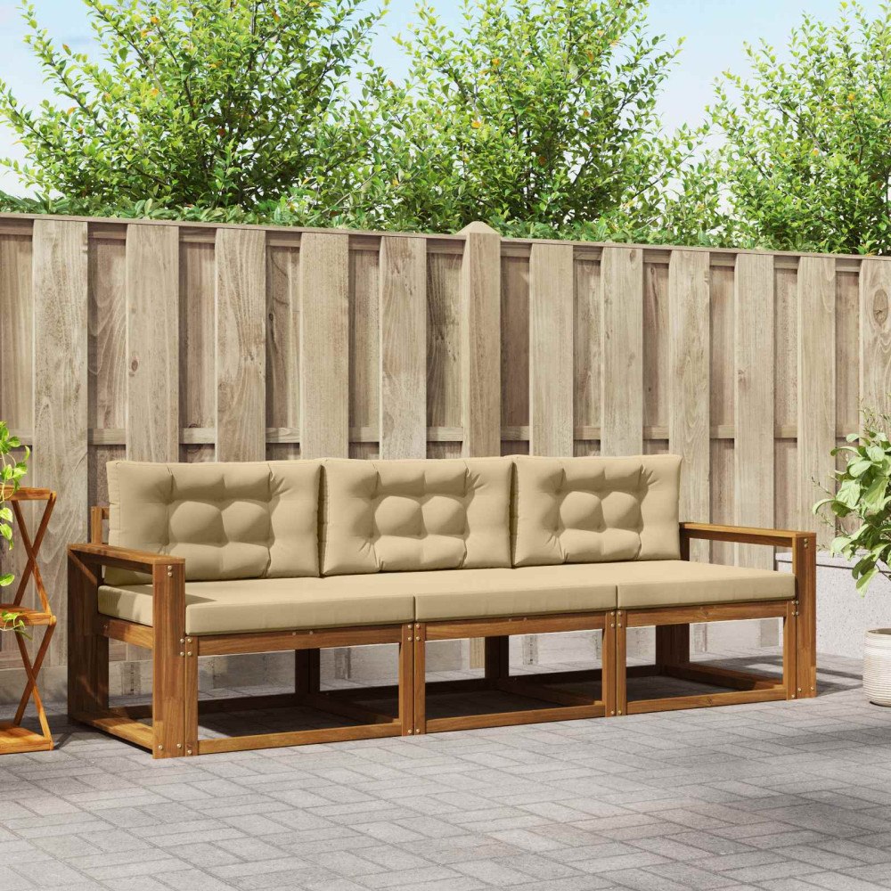 vidaXL Utomhussoffset 3 st Naturlig och Beige