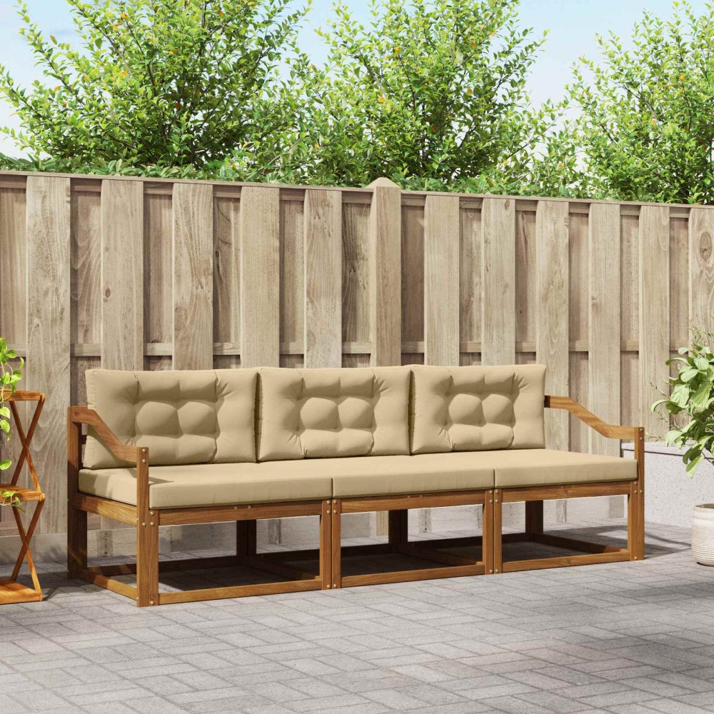 vidaXL Utomhussoffset 3 st Naturlig och Beige
