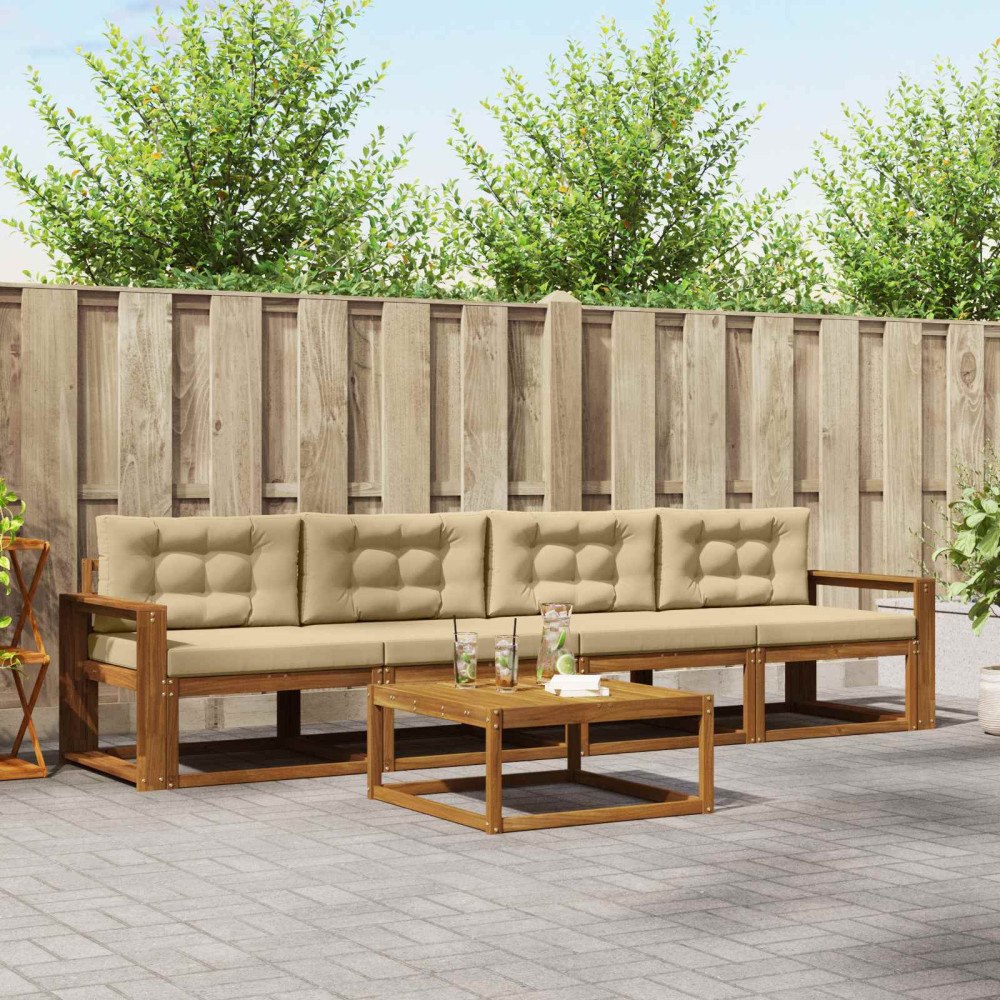 vidaXL Utomhussoffset 5 st Naturlig och Beige