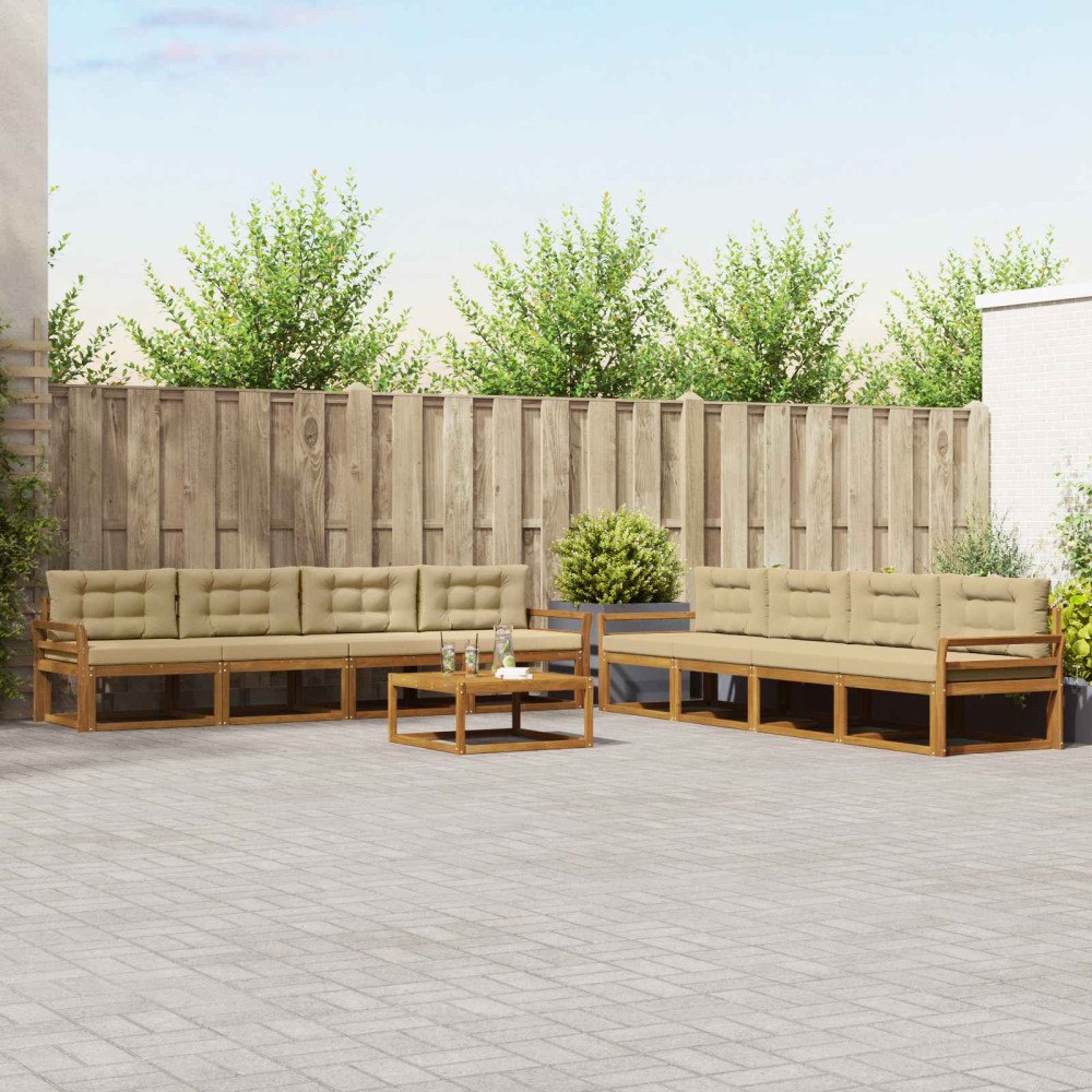 vidaXL Utomhussoffset 9 st Naturlig och Beige