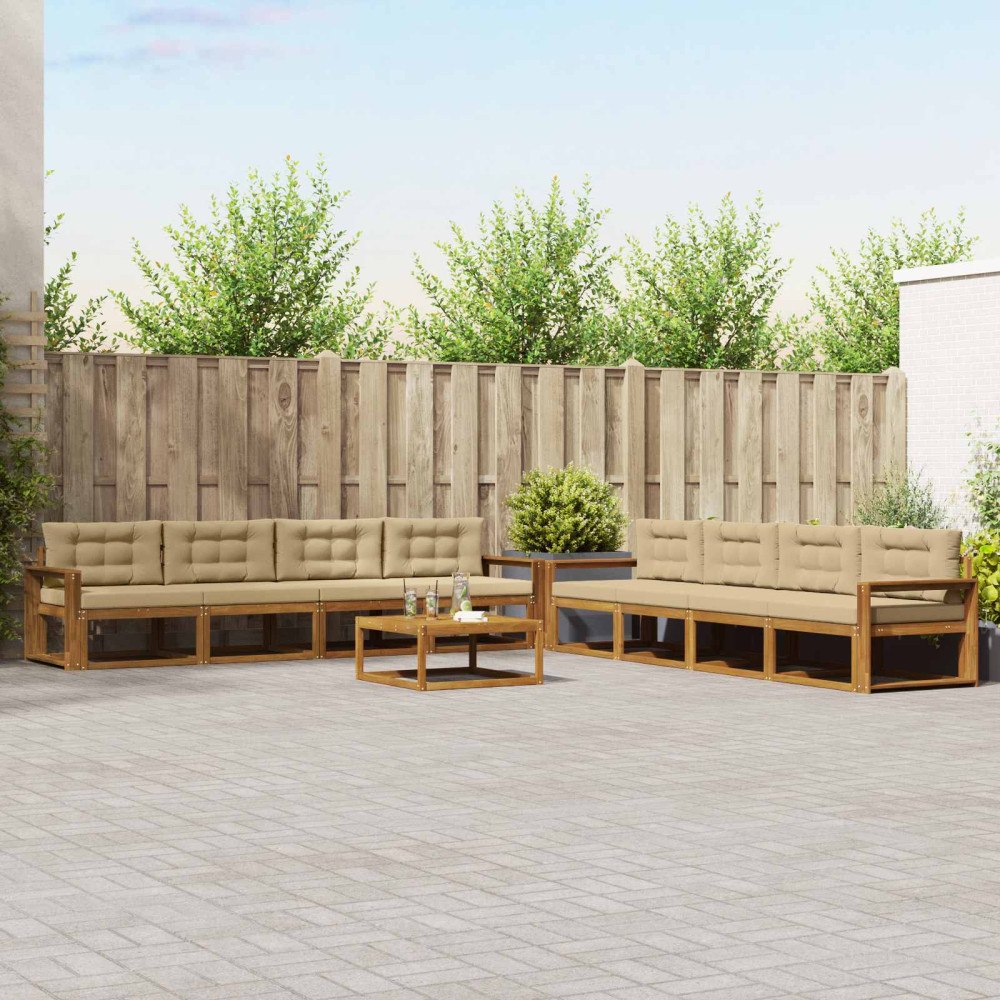 vidaXL Utomhussoffset 9 st Naturlig och Beige