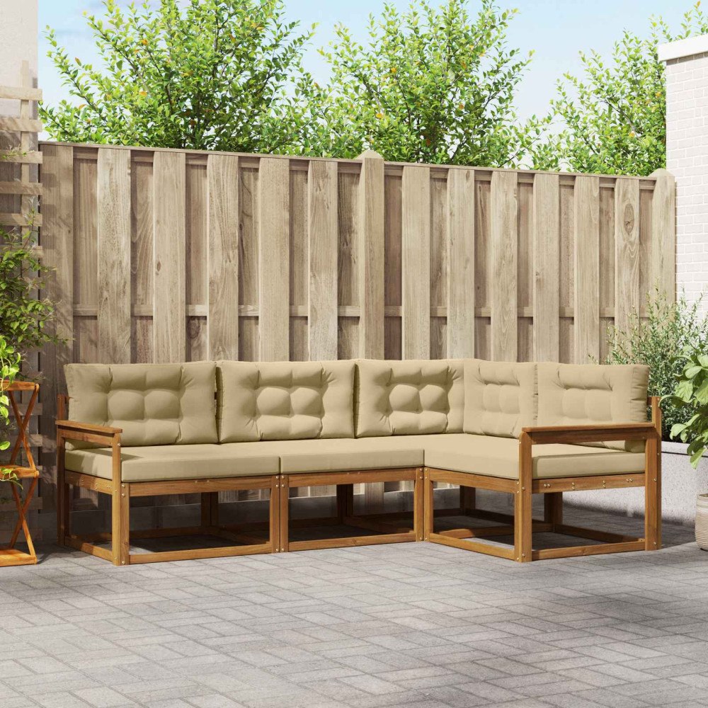 vidaXL Utomhussoffset 4 st Naturlig och Beige