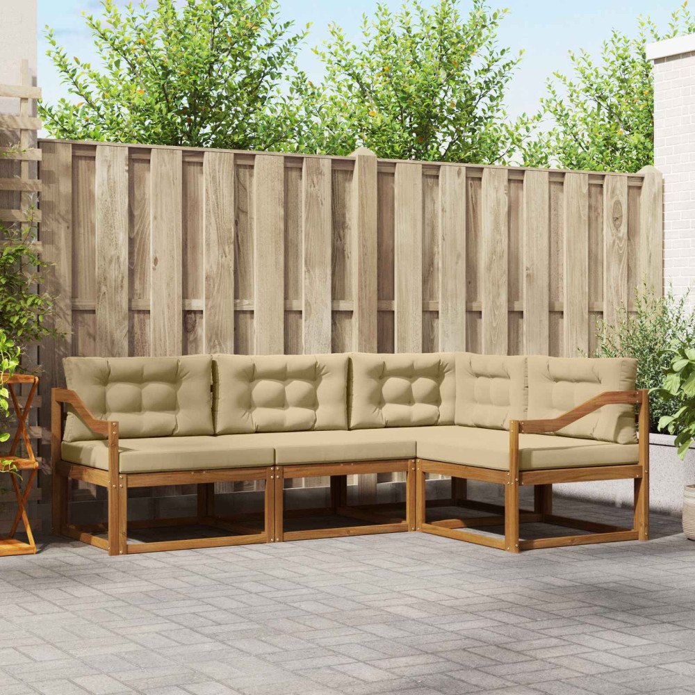 vidaXL Utomhussoffset 4 st Naturlig och Beige