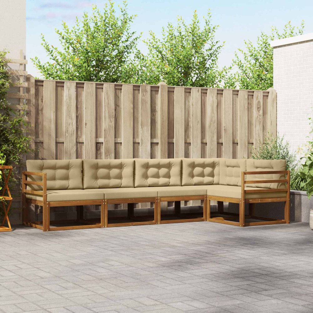 vidaXL Utomhussoffset 5 st Naturlig och Beige