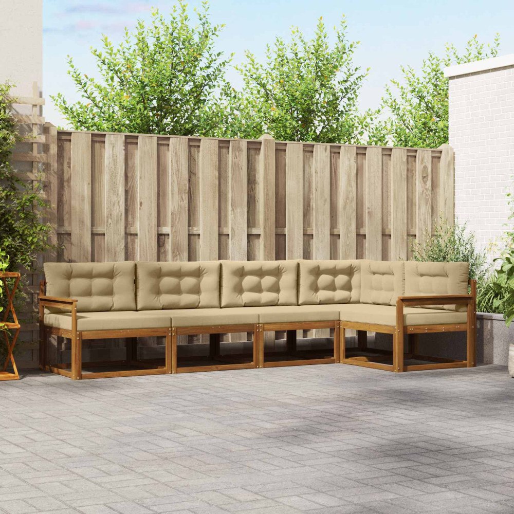 vidaXL Utomhussoffset 5 st Naturlig och Beige
