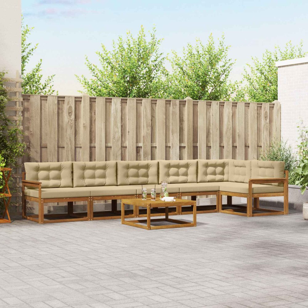 vidaXL Utomhussoffset 7 st Naturlig och Beige