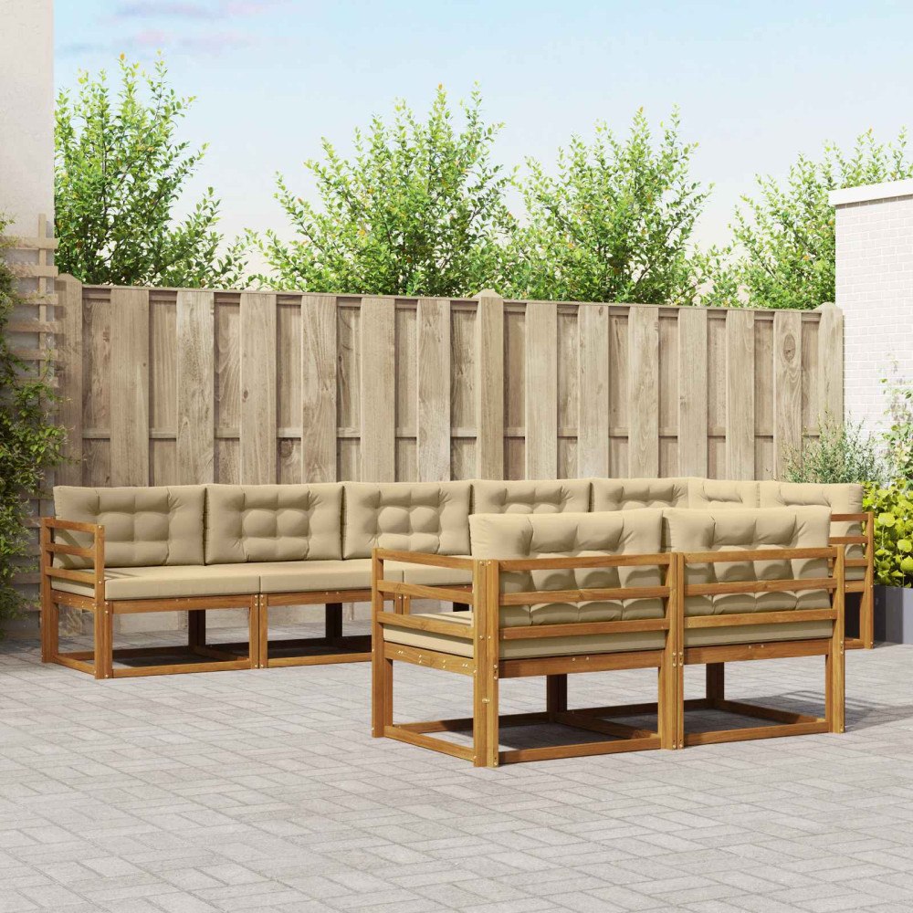 vidaXL Utomhussoffset 8 st Naturlig och Beige