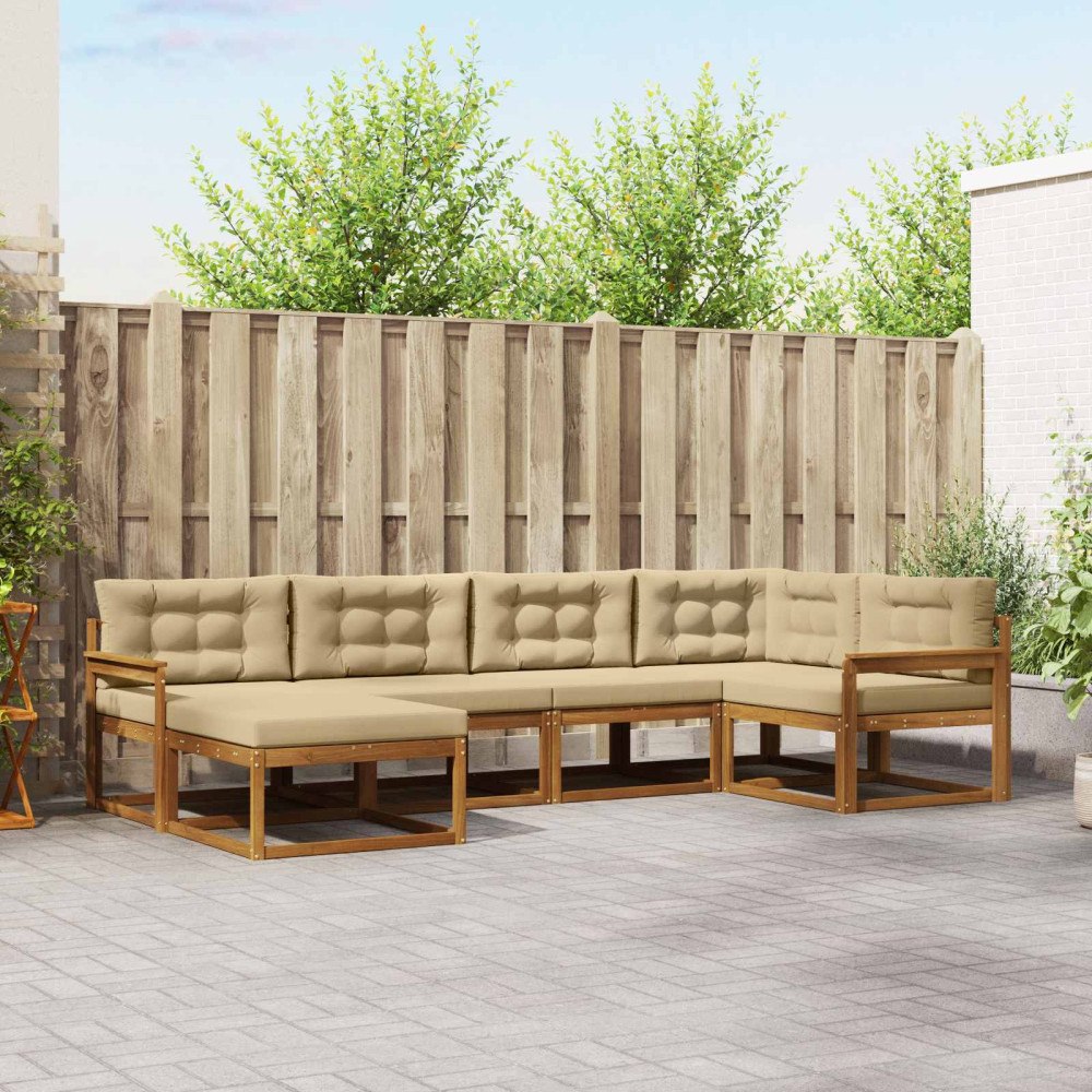 vidaXL Utomhussoffset 6 st Naturlig och Beige